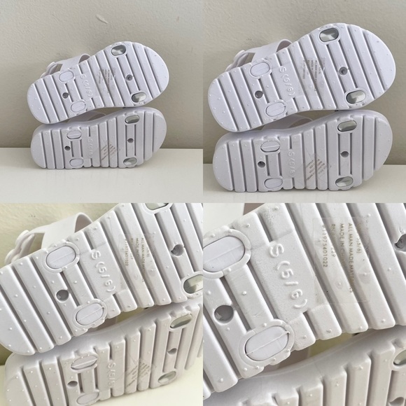 Bebe Toddler White Silcone Rubber Pop It Silver Glitter Sandals Size Small 5/6 - Picture 9 of 13